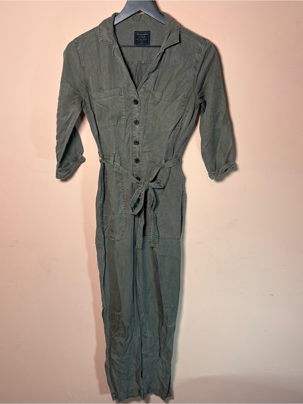 Abercrombie & Fitch Olive Lyocell Utility Jumpsuit XS